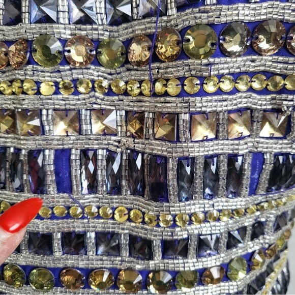 Sherri Hill Purple Rhinestone Strapless Chiffon Mini Gown Dress Size 12 - Picture 4 of 16